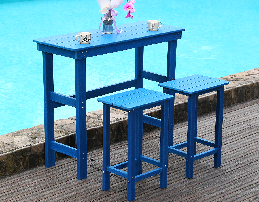 Zestaw do jadalni z wysokim barem z HDPE w kolorze Coastal Blue