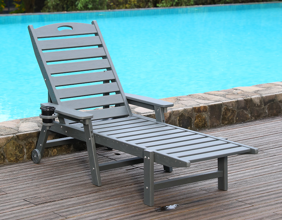 Pojedynczy fotel wypoczynkowy Adirondack w kolorze miejskiego szarego HDPE