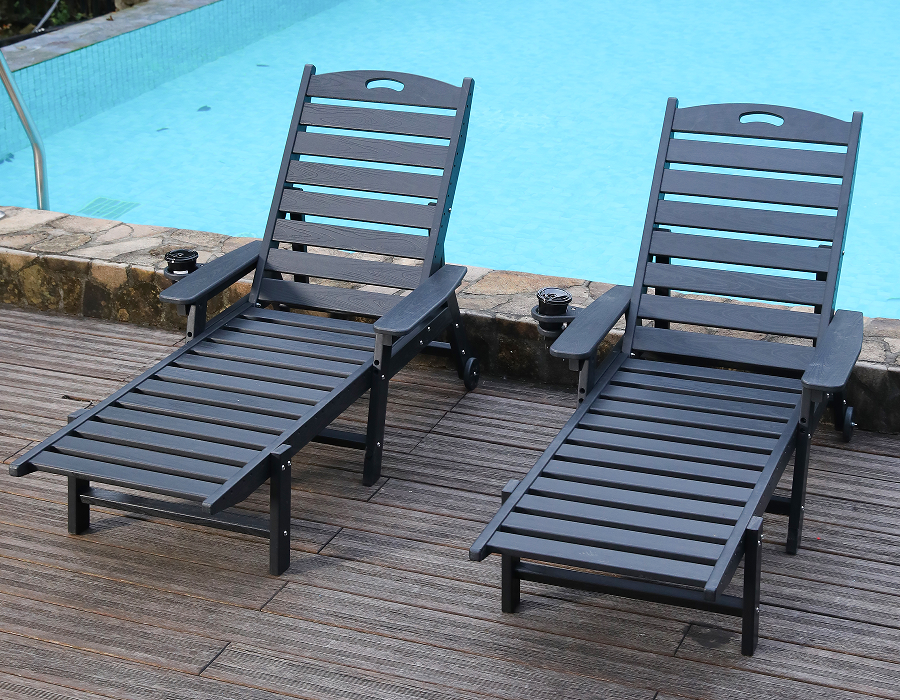 Zestaw 2 rozkładanych krzeseł Adirondack z HDPE w kolorze Jet Black