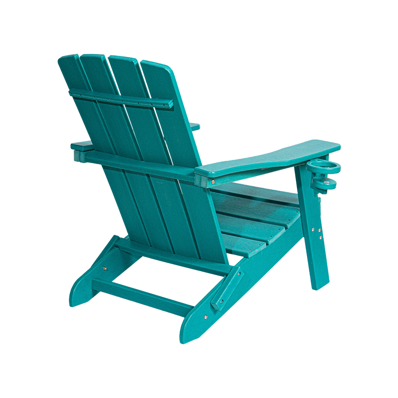 Małe krzesło Adirondack z HDPE w kolorze Lake Blue ze osprzętem ze stali nierdzewnej